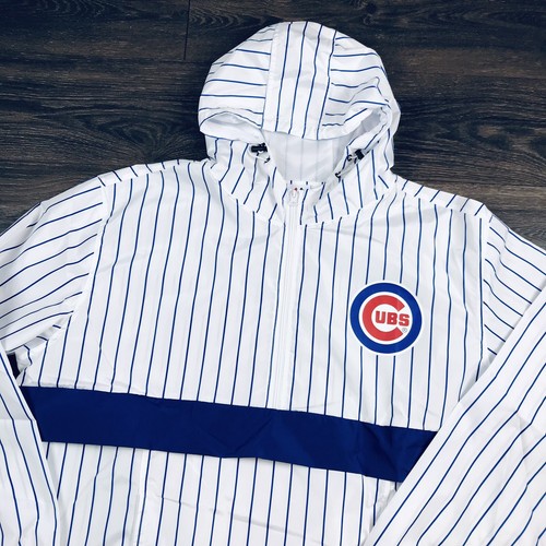 Majestic MLB Chicago Cubs Men’s Sports Team Pin Stripe Windbreaker Size 2XL NEW - Picture 2 of 10