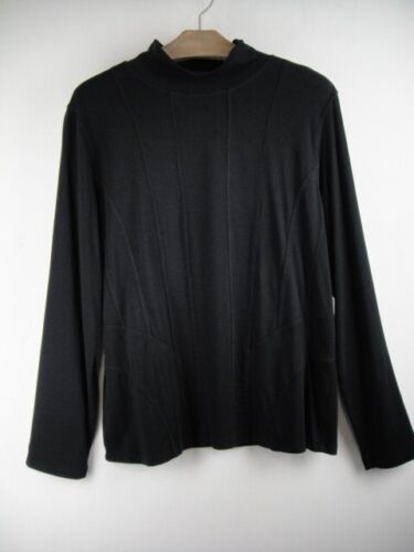 Chiave taglia Top a maniche lunghe L nero cucito elasticizzato maglia finto scollo - Foto 4 di 7
