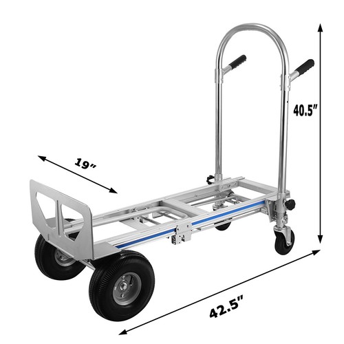 Camion manuale alluminio Dolly 3IN1 resistente 1000 libbre capacità ruote pneumatiche 10 - Foto 12 di 12