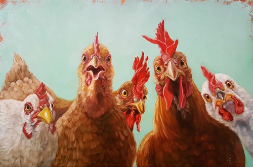 Framed Rooster Canvas Wall Art Cute Chicken Wall Decor 24x18 inch, S1881 - Bild 5 von 5