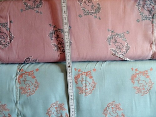 Hasen auf graublau mint altrosa Baumwolle Meterware Ostern Hase Baumwollstoff - Bild 5 von 7