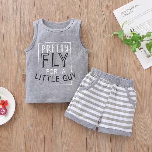Toddler Baby Boy Clothes T-Shirt Outfits Clothes Sleeveless Tops Striped Shorts - Picture 11 of 13