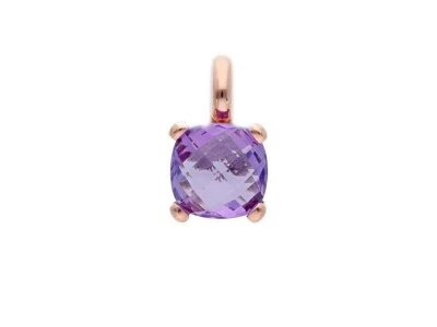 Colgante De Oro Rosa 18K, Amatista Púrpura, Corte Cojín, 10 Mm - Imagen 1 de 4
