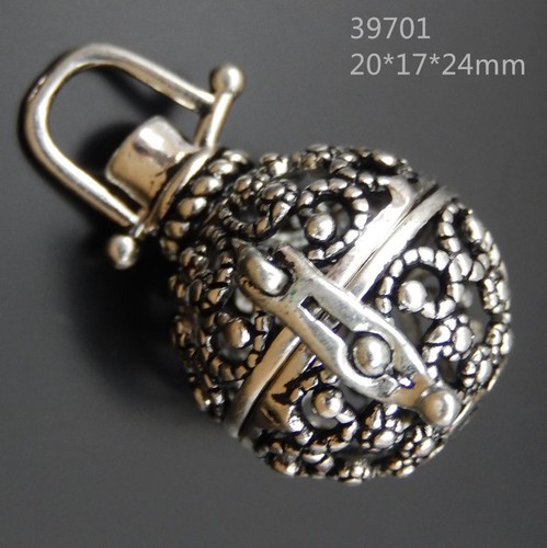 Mexican Bola Ball Harmony Ball Openable Silver color Angel Caller Locket Pendant - Picture 21 of 39