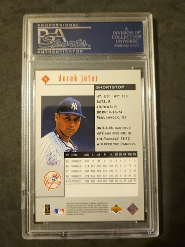 1999 Upper Deck Black Diamond Single Derek Jeter #56 PSA 9 MINT NY Yankees HOF - Picture 2 of 2