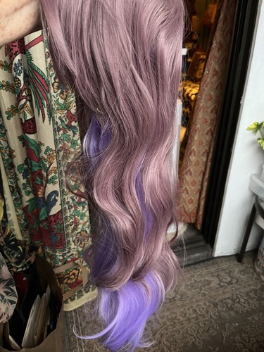 New MOCOO STAR long haired wIg - synthetic - medium brown & purple - net cap - Picture 6 of 11