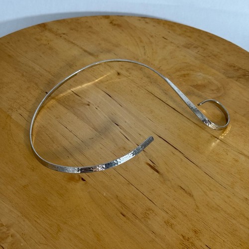 Vintage Silber Modernist Choker Halskette gehämmert Wirbel Manschette Halsband Halskette - Bild 7 von 14