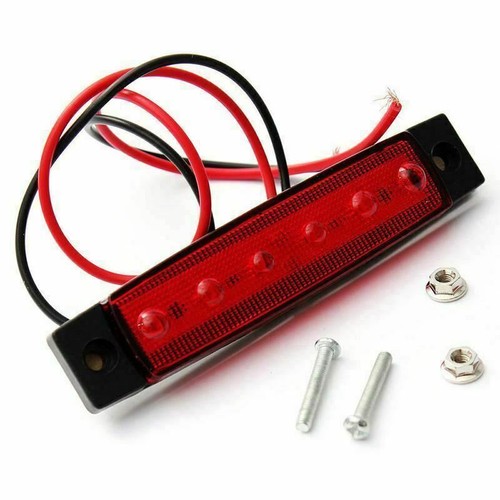 Set 2 x LED Side Clearance Indicator Light RED Truck Trailer Lamp 6 LED Enclosed - Picture 7 of 10