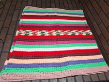 Vtg Granny Afghan Crochet Blanket Colorful 70×36
