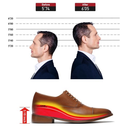 CHAMARIPA Men's Height Dress Shoes Invisible Height Increasing 3.15 Inches/8cm - Picture 2 of 6