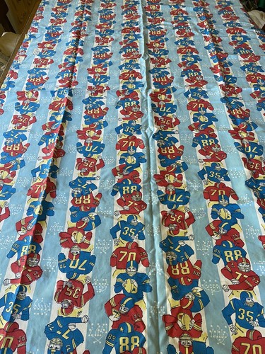 69x45 Vtg Football Player Soft Flannel Pajama Fabric Flame Retardant NFL Novelty - Picture 2 of 4