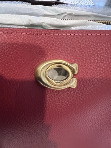 Coach NWT Willow C0692 Pebble Leather Tote Bag Brick Red Multi Color Signature - Picture 4 of 10