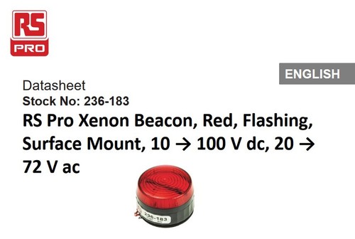 LED Red Flashing Xenon Beacon, 10 -100 V dc, 20 -72 V ac, Stud & Surface Mount - Picture 6 of 11
