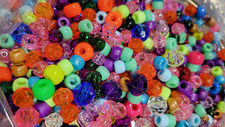 1Lb 1000  Pony Beads Mixed Assorted Colors  Styles Plastic Acrylic Craft - US
