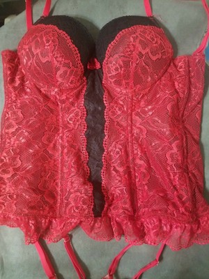 red lace bustier top