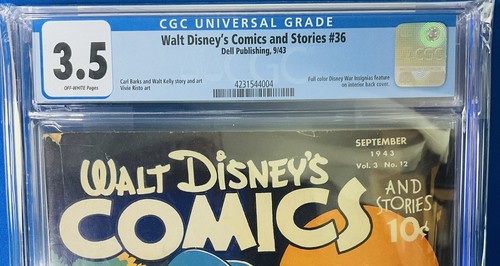 WALT DISNEY’S COMICS AND STORIES #36 (1943) CARL BARKS-ART - **CGC 3.5** - Imagen 4 de 5
