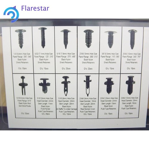 Kit surtido de 192 piezas de clips de empuje automático sujetadores de remache de pasador de protector de automóvil - Imagen 2 de 16