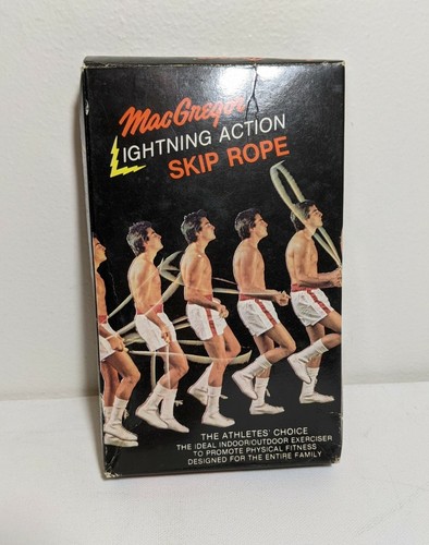 Vintage MacGregor Lightning Action Skip Rope Jump WoodHandle Spring Swivel 8.5ft - Picture 1 of 3