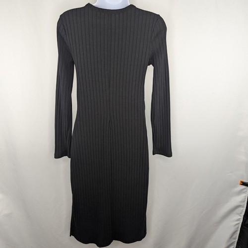 Old Navy Maternity Black Ribbed Knit Midi Dress Sz M Nursing Stretch Minimalist - Picture 2 of 13