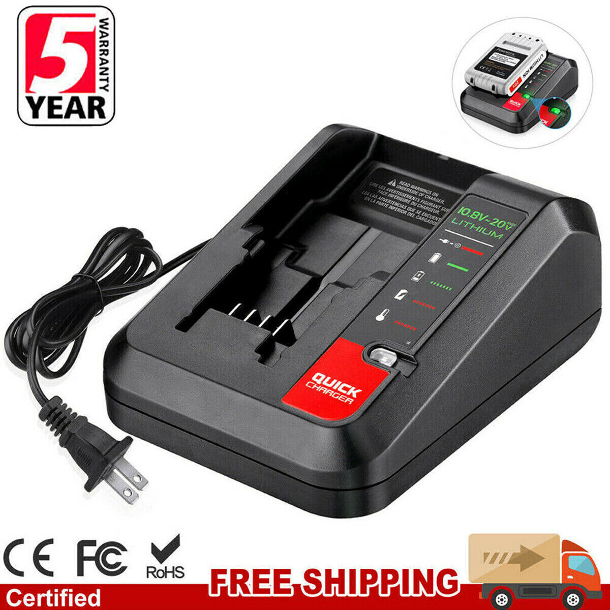 Charger PCC692L 20V MAX Lithium Battery For Black Decker and