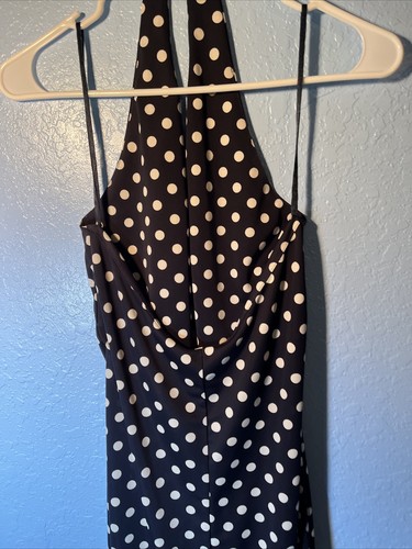 ralph lauren green label halterpolka dots size M midi dress Semi Sheer - Picture 6 of 9