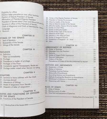 VERY RARE 2003 Standing Rules of the Senate: Federal Republic of Nigeria - Picture 3 of 7