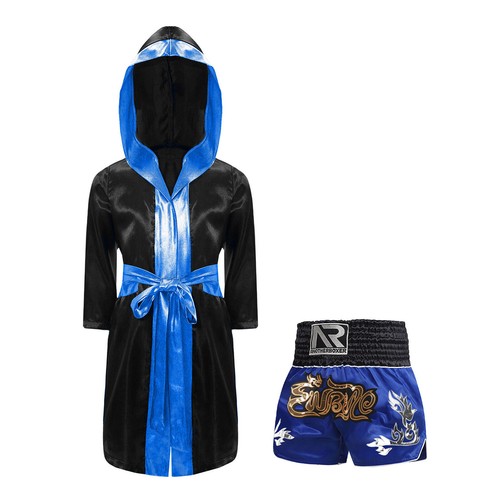 Kids Boys Robe+Shorts Metallic Trim Costume Theme Party Boxing Outfit Soft Gold - Picture 65 of 87