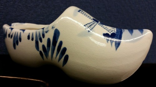 Delfter blau weiß Porzellan Clog Schuh Windmühle Holland handbemalt Kerzenhalter - Bild 3 von 5