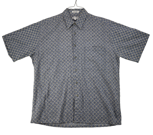 Pierre Cardin Men's Size L Blue Short Sleeve Button Up Cotton Shirt - Picture 1 of 9