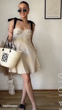ZARA NWT WOMAN SS24 RUFFLED MINI DRESS LIGHT BEIGE S 8244/351