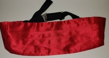 Red Faux Silk Satin pleated elastic Adjustable Cummerbund belt