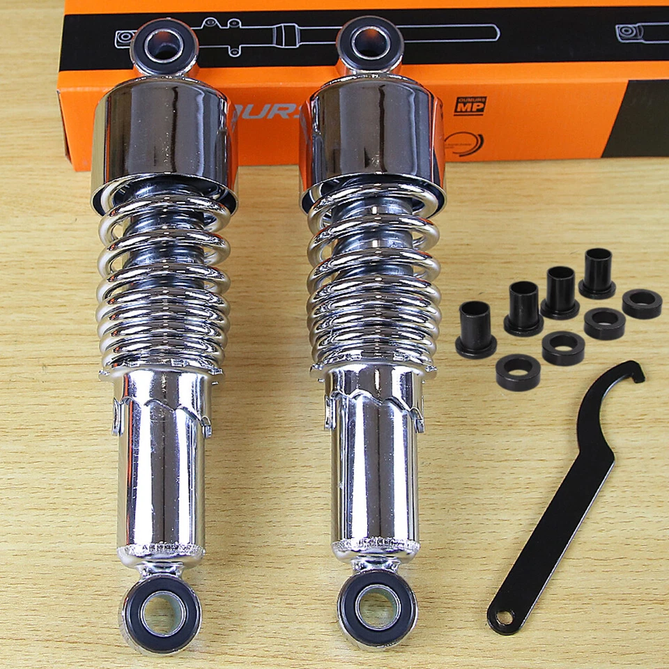for Harley Sportster, Iron 883 1200, Lowering 10.5 inch Chrome Shocks Absorbers Foto 2 de 4