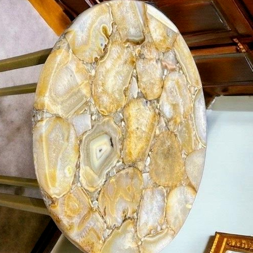 Yellow Agate Side Table Top, Agate Coffee & End Table Top, Decor Home Furnitures - Picture 2 of 4