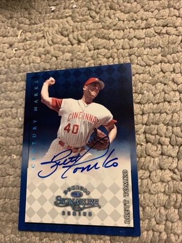Brett Tomko Autograph 1998 Donruss Signature Century Mark 0039/ 100 Card Cb7 - Picture 1 of 3