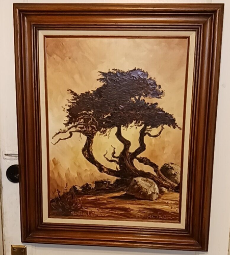Original Oil Painting by E. Layne Rustan "Monterey Cypress" Framed & Perfect!! - Picture 6 of 14
