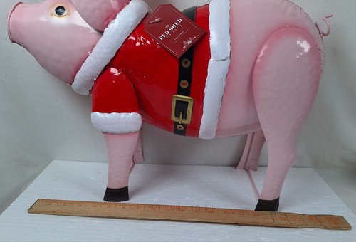 NEU Urlaub Weihnachten Metall Weihnachtsmann Schwein Schweinchen Innen Außen Dekor - Bild 10 von 10