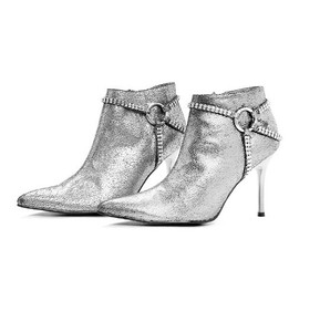 shiny silver ankle boots