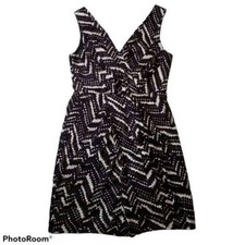 Banana Republic Factory Dress 6 Sleeveless Twist Front V-neck Black Purple white