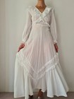Gauze ruffle prairie midi maxi Vintage dress women's nightgown Sexy lingerie
