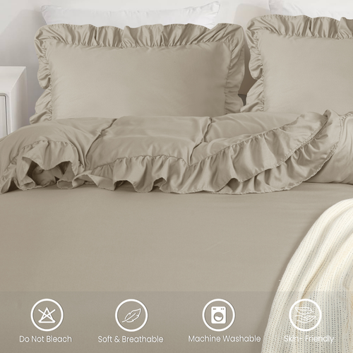 Luxury Frilled Edged Duvet Cover Set with Pillow Quilt Cover Bedding All Size - Picture 11 of 61