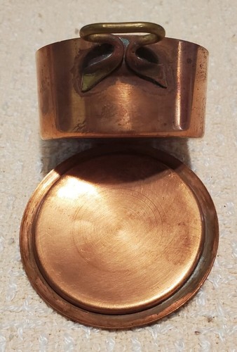 Copper and Brass Miniature Dutch Oven or Covered Stock Pot Vintage Original - Picture 8 of 11