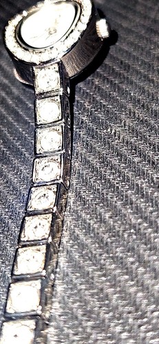 Vintage Crystal Ladies Watch Silver Bejeweled Band Premier Design Oval Stainless - Picture 8 of 12