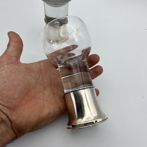 Set di 6 bicchieri da cognac brandy whisky in cristallo e argento 800 anni 50 60 - Picture 11 of 11