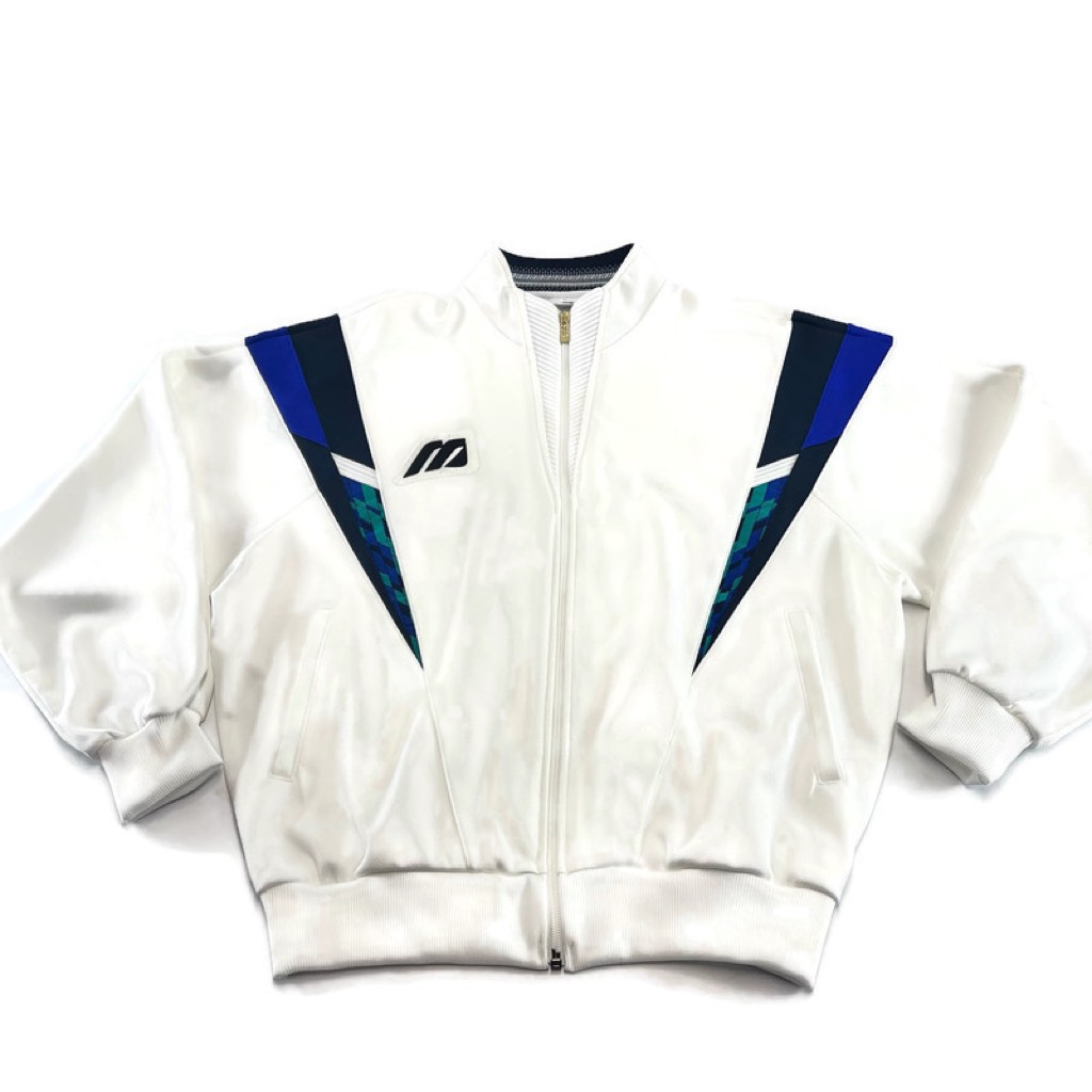 Mizuno Mens Exercise Unit Superstar Jacket White Blue Color Mizuno Mens Exercise Unit Superstar Jacket White Blue Color