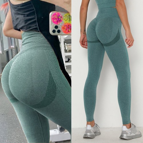 Mujeres Push Up Cintura Alta Frunch Yoga Leggings Pantalones Deportivos Gimnasio Fitness Pantalones - Imagen 33 de 76