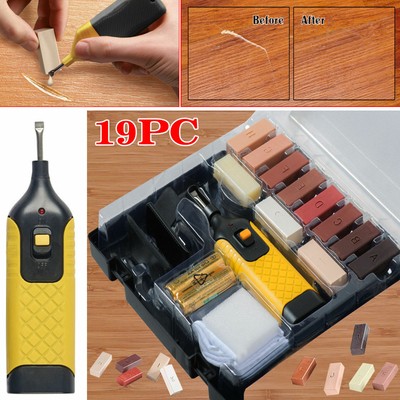 19pc Wood Laminate Floor Worktop Furniture Repair Kit Wax System