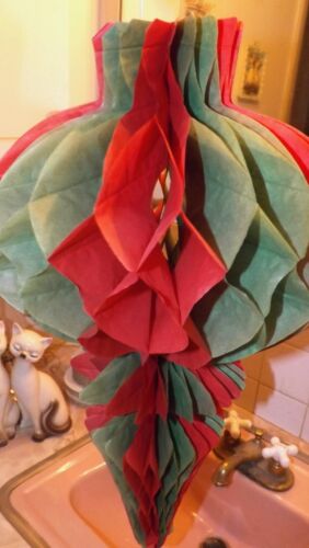 Vtg 60s Large 22" Christmas Tissue Paper Honeycomb Accordion Ornament Decoration - Picture 2 of 6