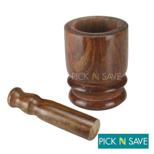 Holzmörser/Stößel Set Khalbatta Küchenwerkzeug Schleifer Schüssel S/M/L - Bild 3 von 8