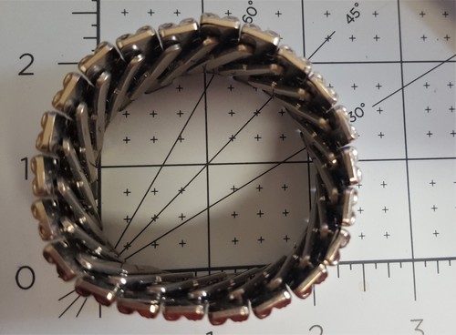 Vintage Bamboo Design Expansion Bracelet Chunky Wide Silver Tone Metal Bar Panel - Picture 8 of 17
