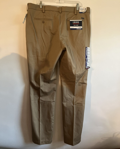 NEW IZOD American Chino 36x32 Flat Front Straight Classic Dress Pants Workwear - Picture 4 of 9